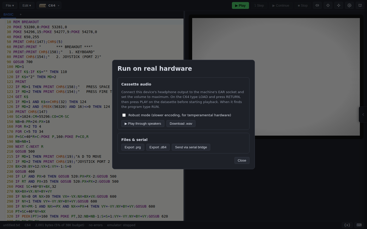 The hardware transfer dialog
